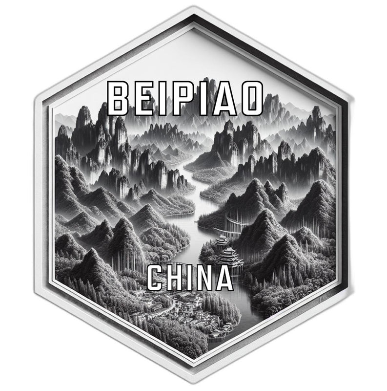 Beipiao China Souvenir Travel Destination Die Cut Hexagon Fridge Magnet 2-Inch