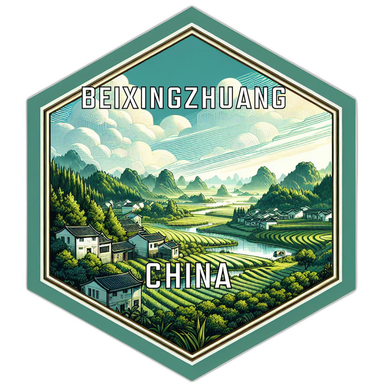 Beixingzhuang China Souvenir Travel Destination Die Cut Hexagon Fridge Magnet 4-Inch