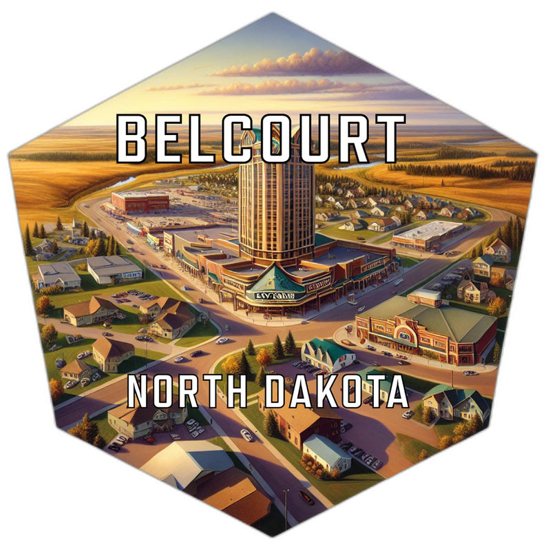 Belcourt North Dakota Souvenir Travel Destination Die Cut Hexagon Fridge Magnet 2-Inch