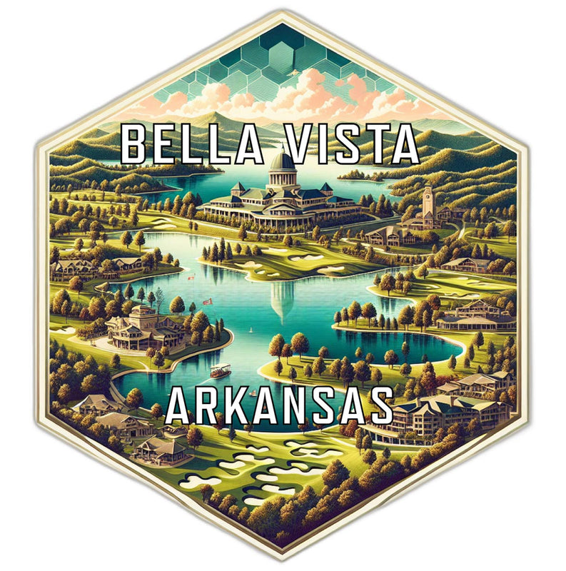 Bella Vista Arkansas Souvenir Travel Destination Die Cut Hexagon Fridge Magnet 2-Inch