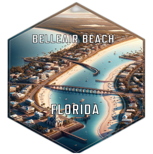Belleair Beach Florida Souvenir Travel Destination Die Cut Hexagon Fridge Magnet 2-Inch
