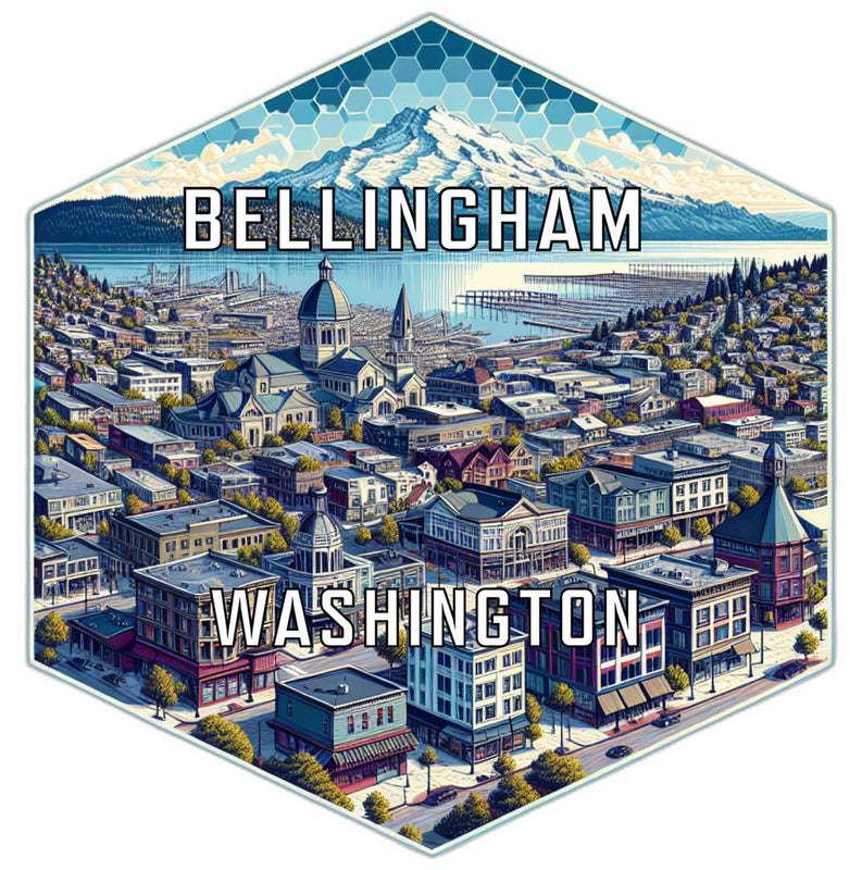 Bellingham Washington Souvenir Travel Destination Die Cut Hexagon Fridge Magnet 6-Inch