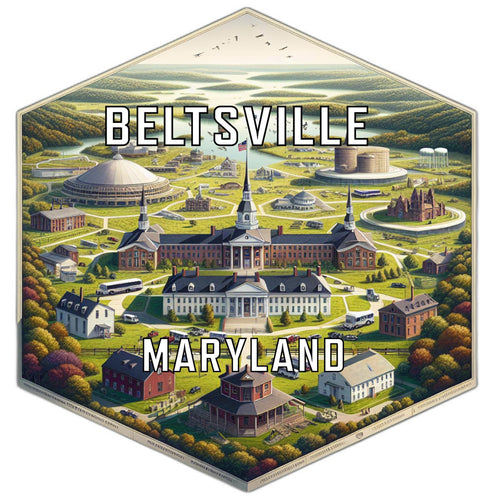 Beltsville Maryland Souvenir Travel Destination Die Cut Hexagon Fridge Magnet 2-Inch