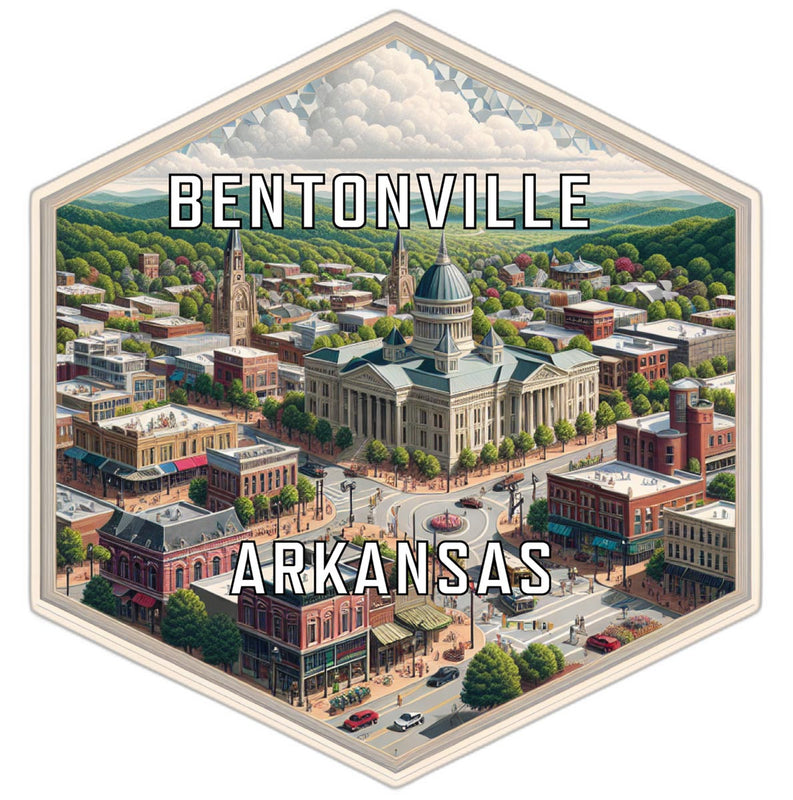 Bentonville Arkansas Souvenir Travel Destination Die Cut Hexagon Fridge Magnet 2-Inch