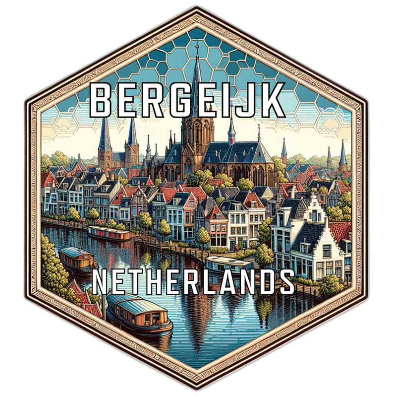 Bergeijk Netherlands Souvenir Travel Destination Die Cut Hexagon Fridge Magnet 2-Inch