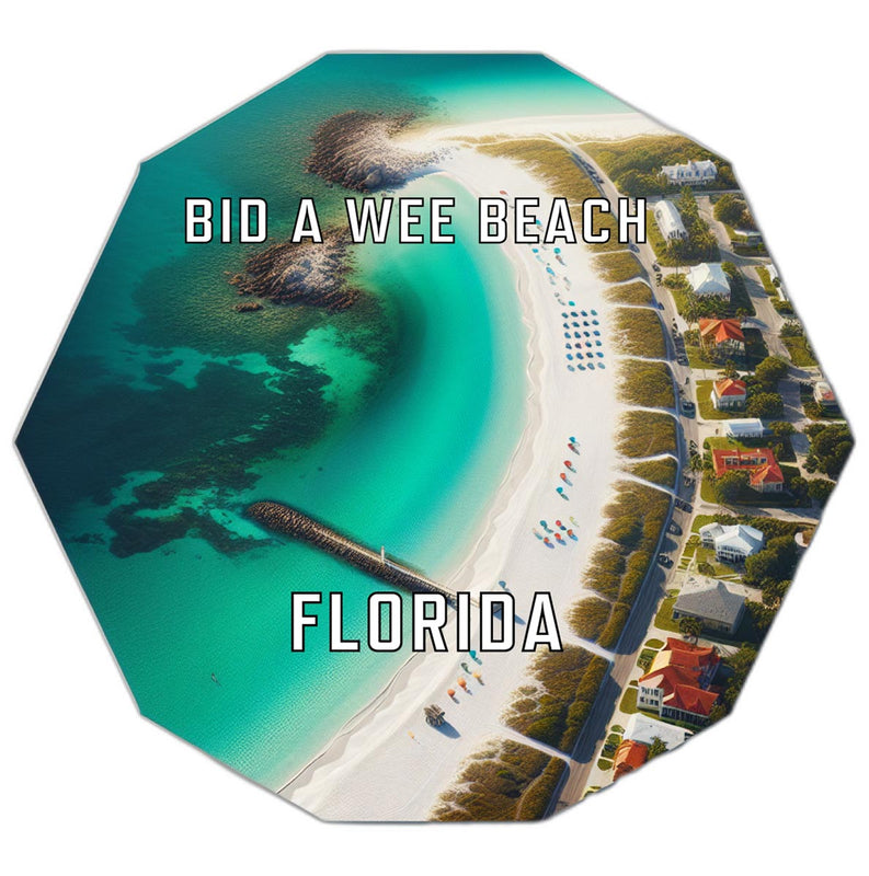 Bid A Wee Beach Florida Souvenir Travel Destination Die Cut Hexagon Fridge Magnet 6-Inch