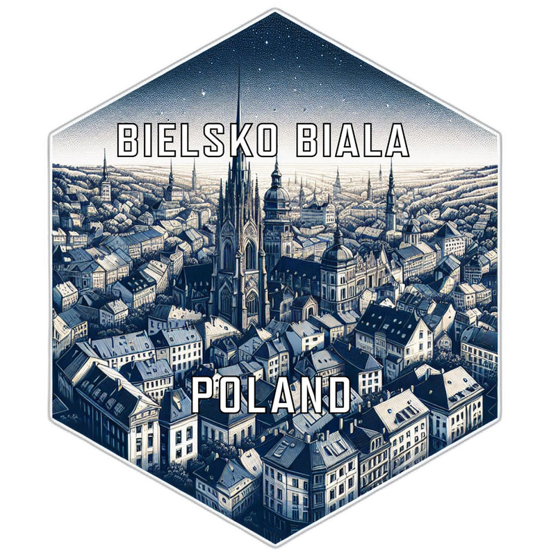 Bielsko Biala Poland Souvenir Travel Destination Die Cut Hexagon Fridge Magnet 6-Inch