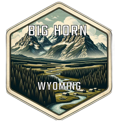Big Horn Wyoming Souvenir Travel Destination Die Cut Hexagon Fridge Magnet 6-Inch