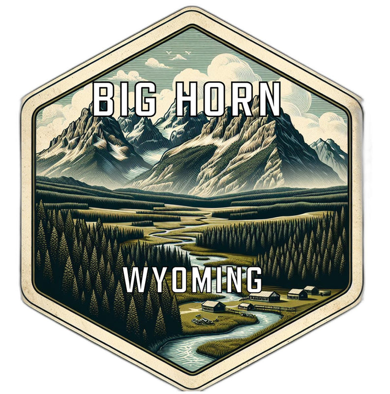 Big Horn Wyoming Souvenir Travel Destination Die Cut Hexagon Fridge Magnet 6-Inch