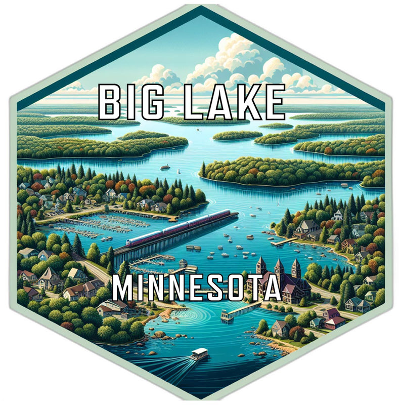 Big Lake Minnesota Souvenir Travel Destination Die Cut Hexagon Fridge Magnet 2-Inch