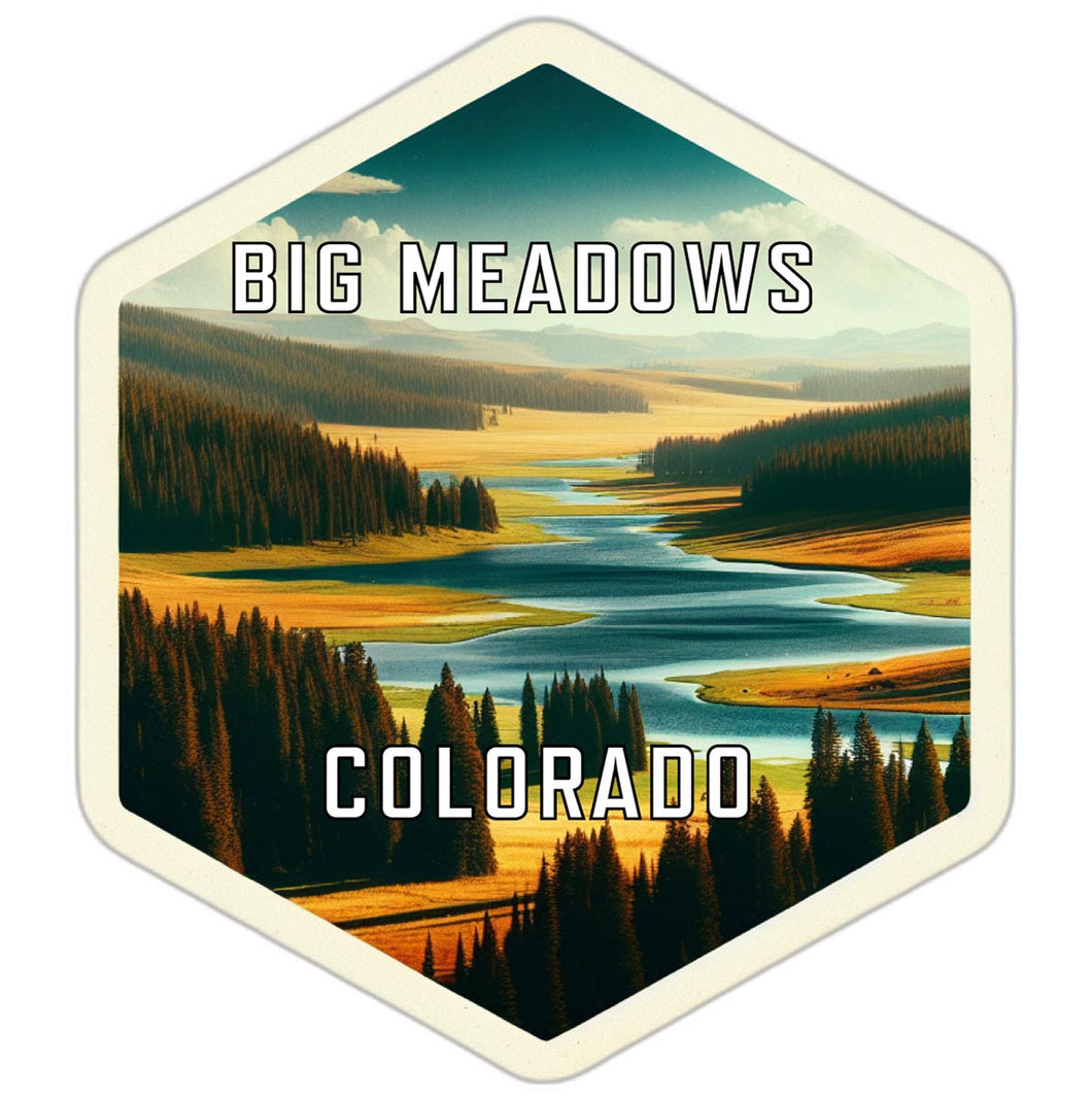 Big Meadows Colorado Souvenir Travel Destination Die Cut Hexagon Fridge Magnet 2-Inch