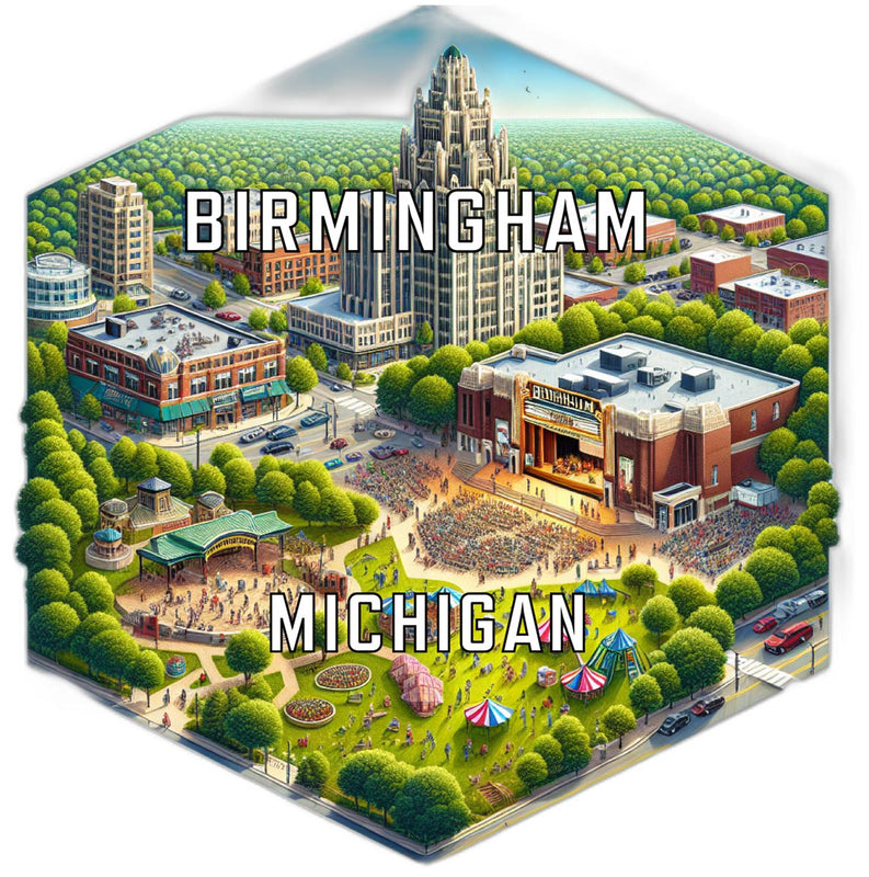 Birmingham Michigan Souvenir Travel Destination Die Cut Hexagon Fridge Magnet 2-Inch