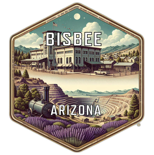 Bisbee Arizona Souvenir Travel Destination Die Cut Hexagon Fridge Magnet 2-Inch