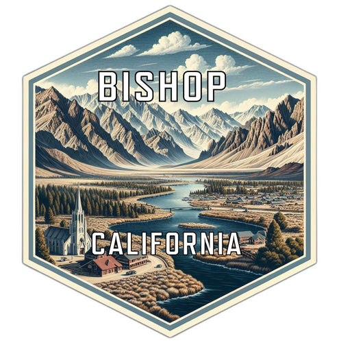 Bishop California Souvenir Travel Destination Die Cut Hexagon Fridge Magnet 2-Inch