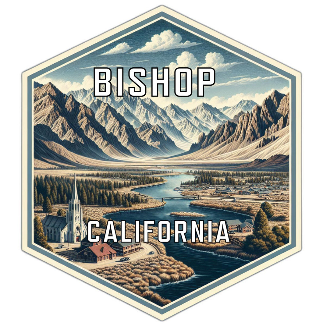 Bishop California Souvenir Travel Destination Die Cut Hexagon Fridge Magnet 2-Inch