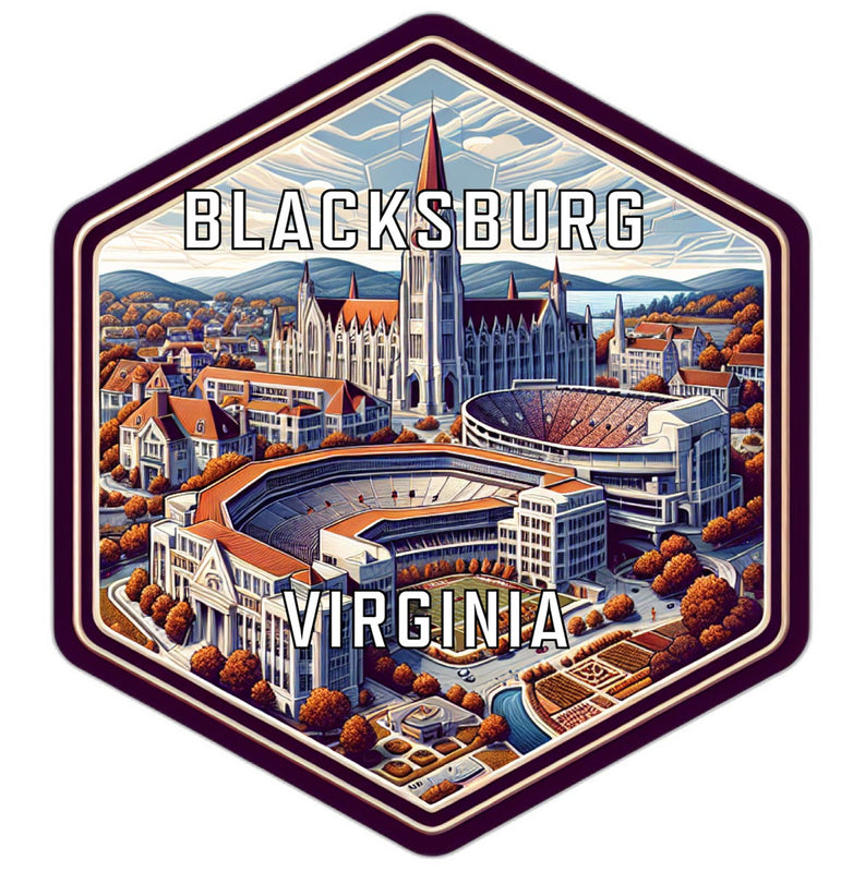 Blacksburg Virginia Souvenir Travel Destination Die Cut Hexagon Fridge Magnet 2-Inch