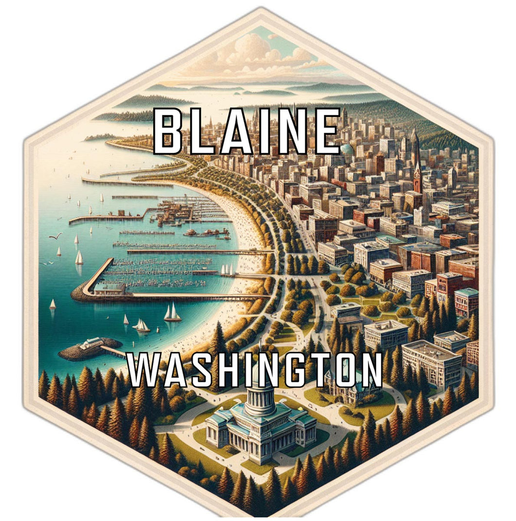 Blaine Washington Souvenir Travel Destination Die Cut Hexagon Fridge Magnet 6-Inch