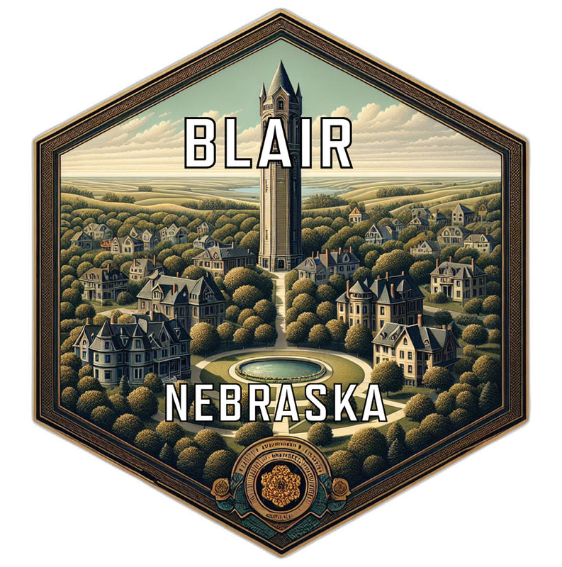 Blair Nebraska Souvenir Travel Destination Die Cut Hexagon Fridge Magnet 2-Inch