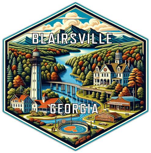Blairsville Georgia Souvenir Travel Destination Die Cut Hexagon Fridge Magnet 2-Inch