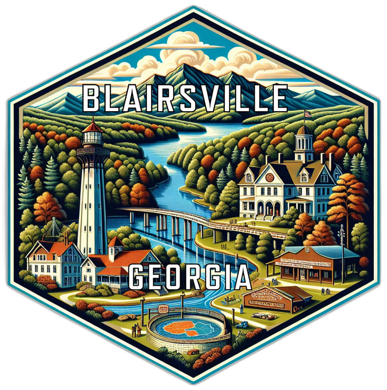 Blairsville Georgia Souvenir Travel Destination Die Cut Hexagon Fridge Magnet 2-Inch
