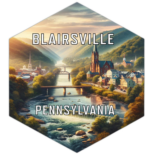 Blairsville Pennsylvania Souvenir Travel Destination Die Cut Hexagon Fridge Magnet 6-Inch