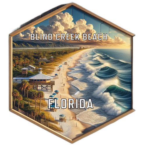 Blind Creek Beach Florida Souvenir Travel Destination Die Cut Hexagon Fridge Magnet 6-Inch