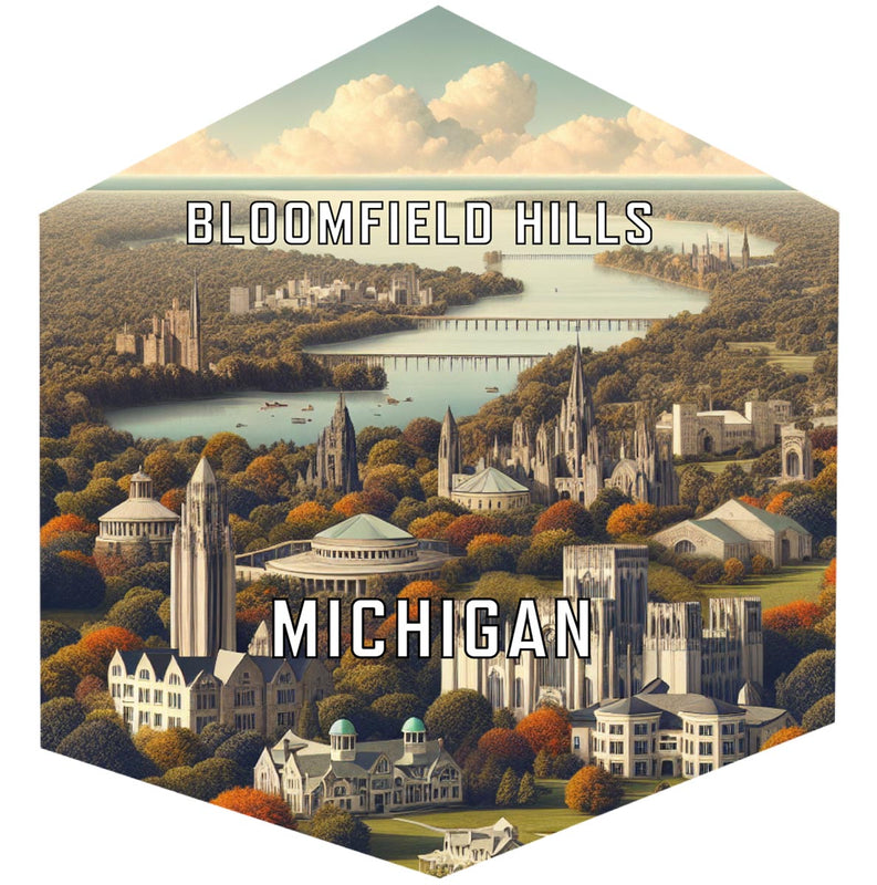 Bloomfield Hills Michigan Souvenir Travel Destination Die Cut Hexagon Fridge Magnet 2-Inch