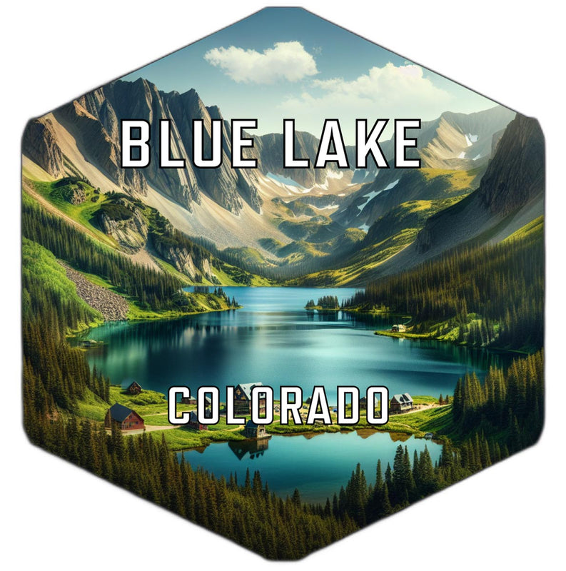 Blue Lake Colorado Souvenir Travel Destination Die Cut Hexagon Fridge Magnet 2-Inch