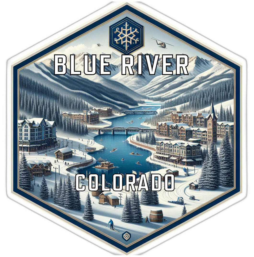 Blue River Colorado Souvenir Travel Destination Die Cut Hexagon Fridge Magnet 2-Inch
