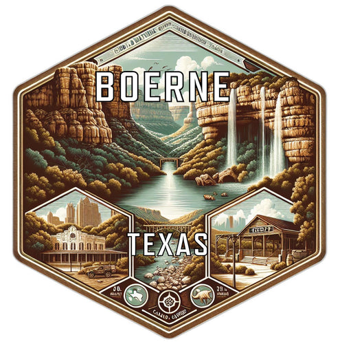 Boerne Texas Souvenir Travel Destination Die Cut Hexagon Fridge Magnet 2-Inch