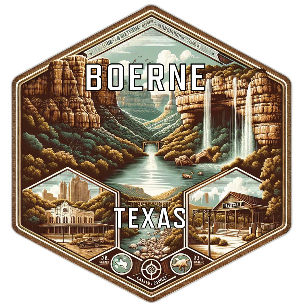 Boerne Texas Souvenir Travel Destination Die Cut Hexagon Fridge Magnet 2-Inch