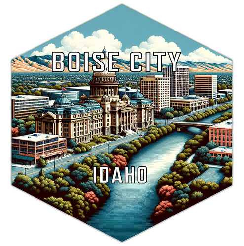 Boise City Idaho Souvenir Travel Destination Die Cut Hexagon Fridge Magnet 2-Inch
