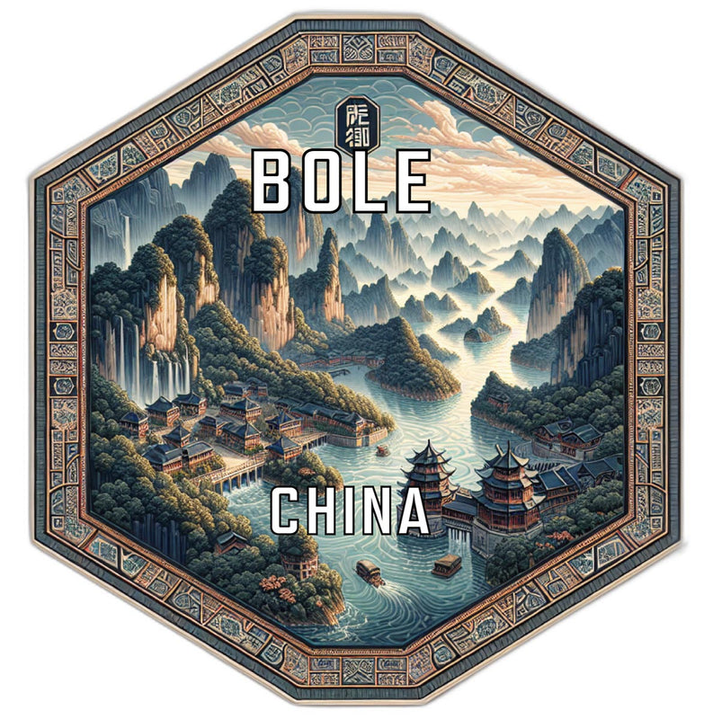 Bole China Travel Destination Souvenir Vinyl Decal Sticker 2-Inch
