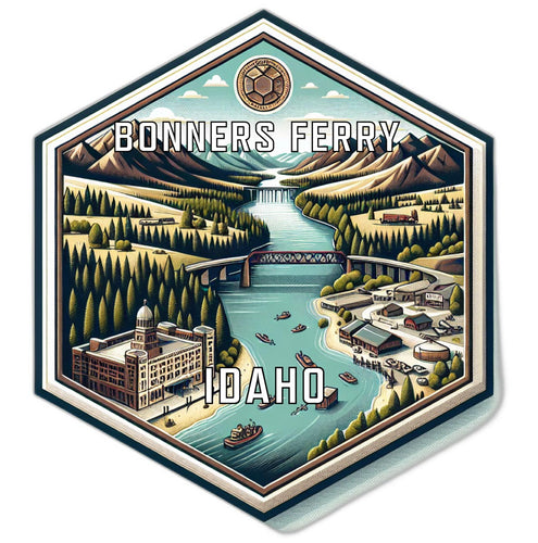 Bonners Ferry Idaho Souvenir Travel Destination Die Cut Hexagon Fridge Magnet 6-Inch