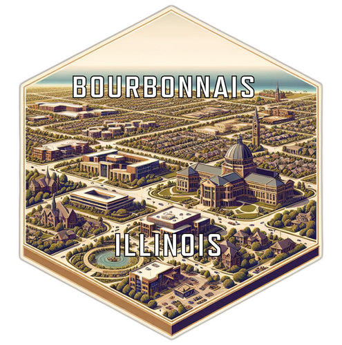 Bourbonnais Illinois Souvenir Travel Destination Die Cut Hexagon Fridge Magnet 6-Inch