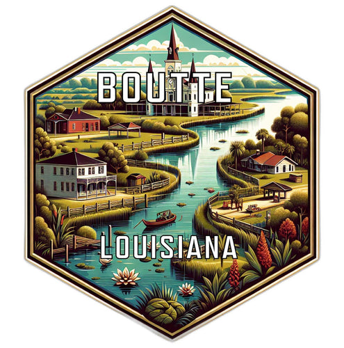 Boutte Louisiana Souvenir Travel Destination Die Cut Hexagon Fridge Magnet 2-Inch