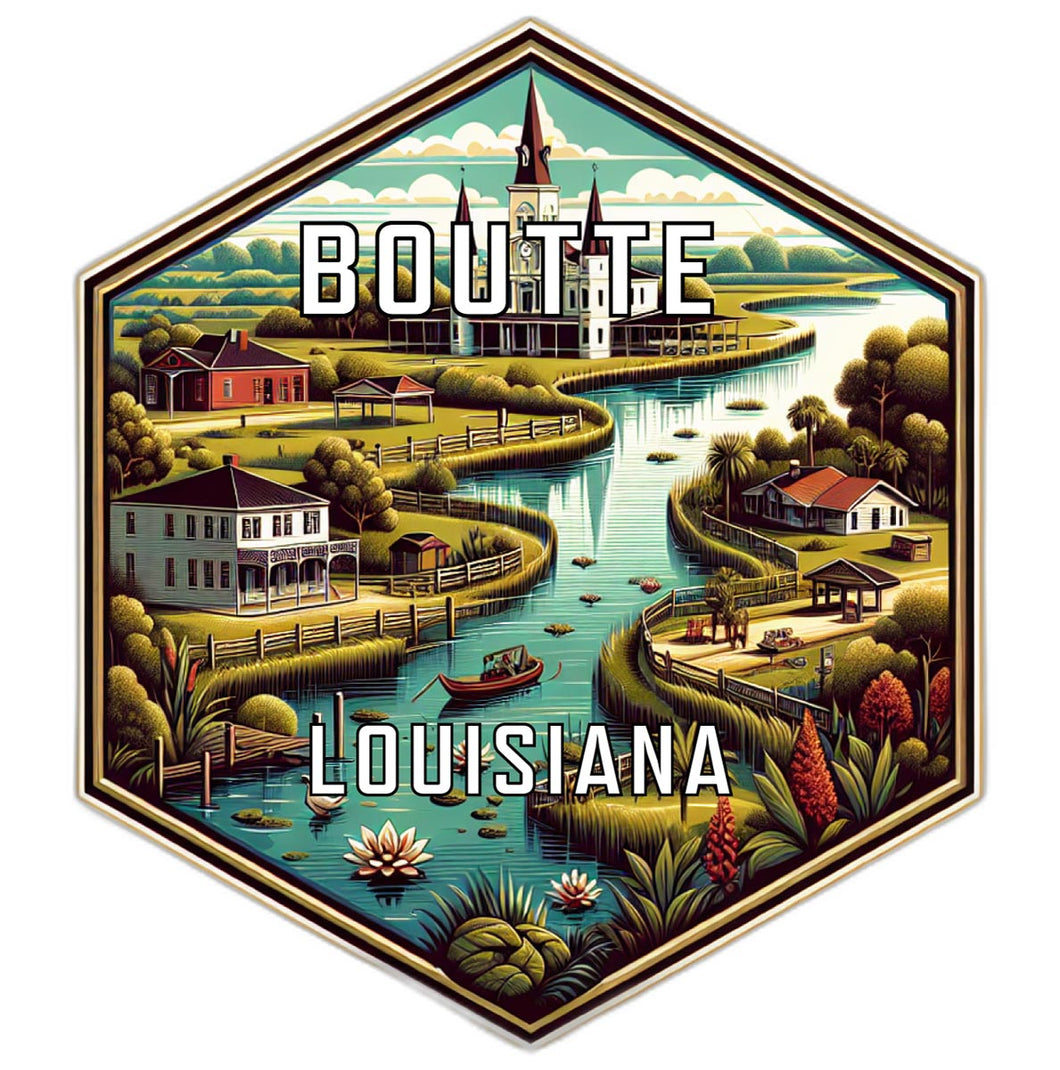 Boutte Louisiana Souvenir Travel Destination Die Cut Hexagon Fridge Magnet 2-Inch