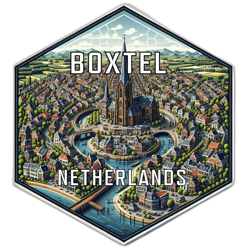 Boxtel Netherlands Souvenir Travel Destination Die Cut Hexagon Fridge Magnet 6-Inch
