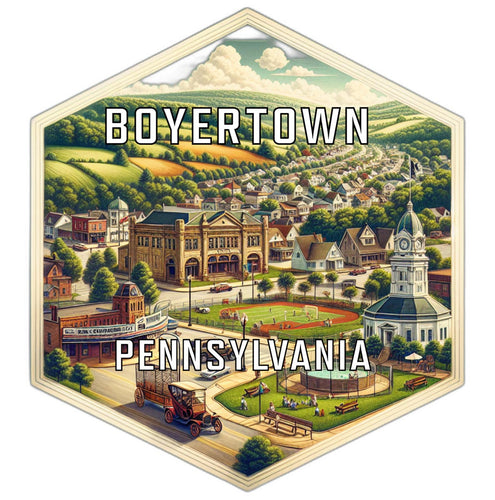 Boyertown Pennsylvania Souvenir Travel Destination Die Cut Hexagon Fridge Magnet 2-Inch