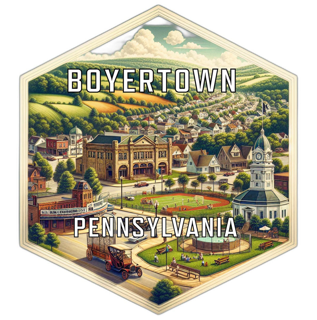 Boyertown Pennsylvania Souvenir Travel Destination Die Cut Hexagon Fridge Magnet 2-Inch