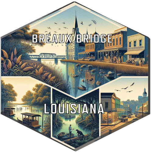 Breaux Bridge Louisiana Souvenir Travel Destination Die Cut Hexagon Fridge Magnet 6-Inch