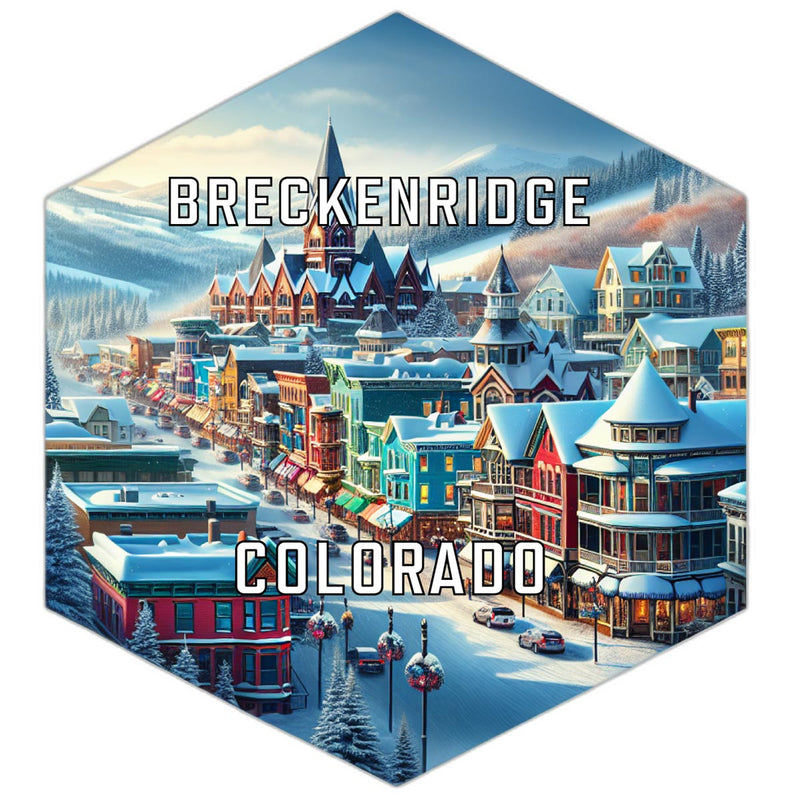 Breckenridge Colorado Souvenir Travel Destination Die Cut Hexagon Fridge Magnet 2-Inch