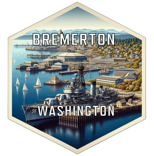 Bremerton Washington Souvenir Travel Destination Die Cut Hexagon Fridge Magnet 2-Inch