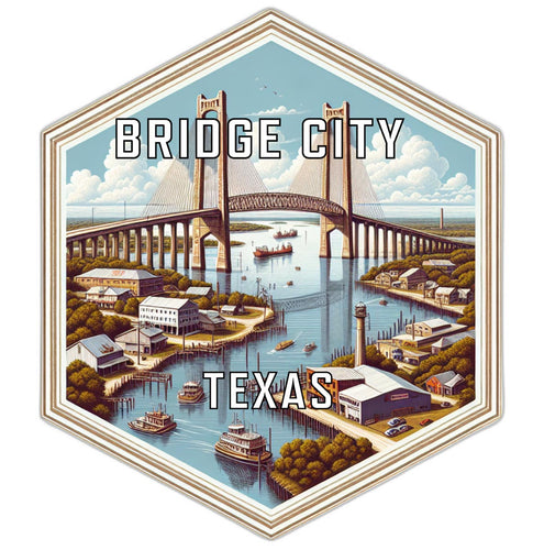 Bridge City Texas Souvenir Travel Destination Die Cut Hexagon Fridge Magnet 2-Inch