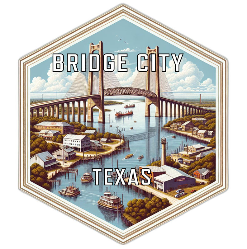 Bridge City Texas Souvenir Travel Destination Die Cut Hexagon Fridge Magnet 2-Inch