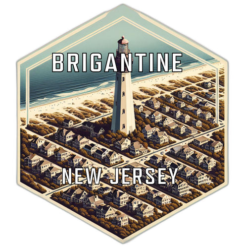 Brigantine New Jersey Souvenir Travel Destination Die Cut Hexagon Fridge Magnet 2-Inch