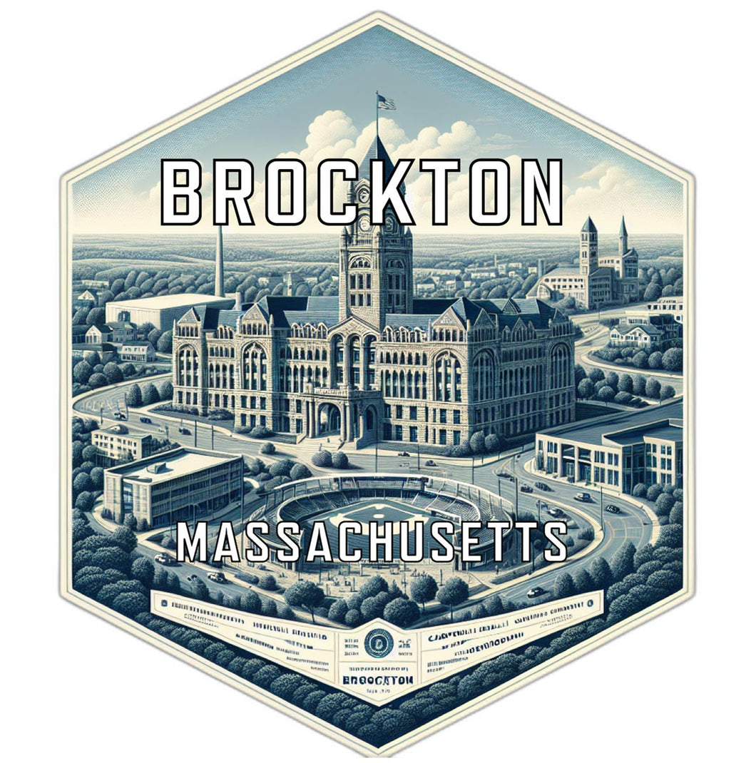Brockton Massachusetts Souvenir Travel Destination Die Cut Hexagon Fridge Magnet 2-Inch