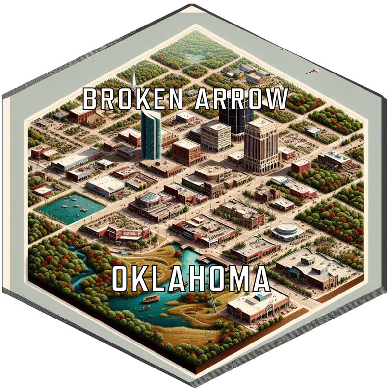 Broken Arrow Oklahoma Souvenir Travel Destination Die Cut Hexagon Fridge Magnet 6-Inch