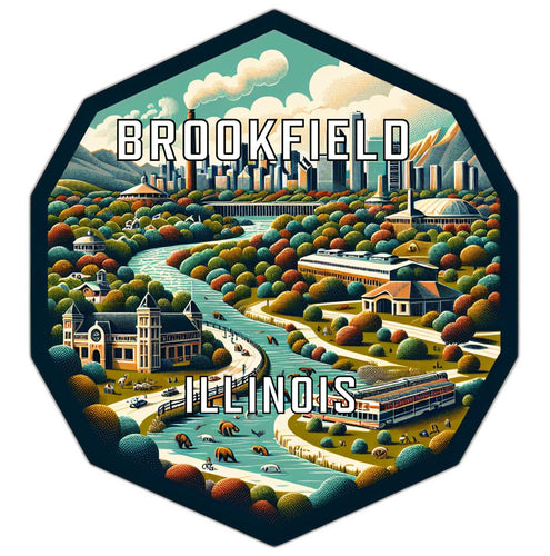 Brookfield Illinois Souvenir Travel Destination Die Cut Hexagon Fridge Magnet 2-Inch