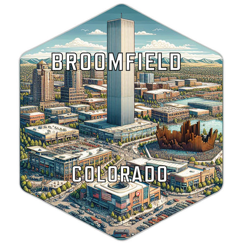 Broomfield Colorado Souvenir Travel Destination Die Cut Hexagon Fridge Magnet 2-Inch
